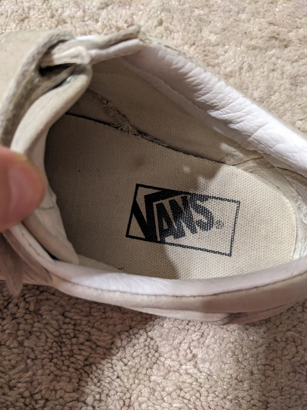 Vans Kids Cream and White Velcro Low-Top Sneakers